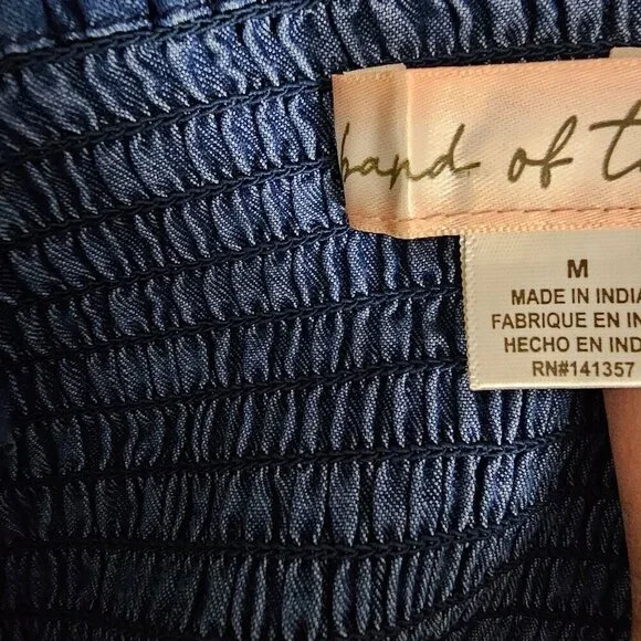 ❤️203 Band Of the Free Chambray Denim Floral Boho Tier Midi Dress - Picture 3 of 10